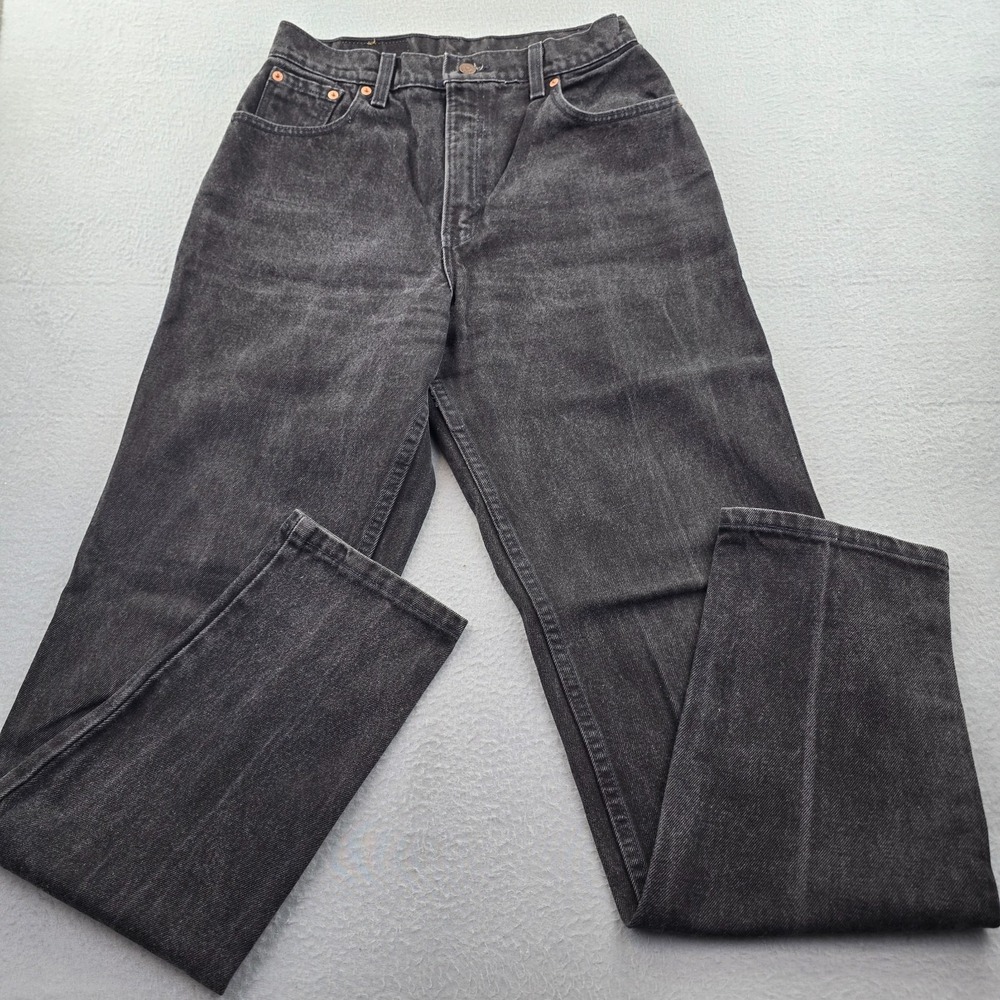 Levi's 501 Jeans Womens 12L Dark Gray Denim Relaxed Fit Tapered Leg Made in USA
